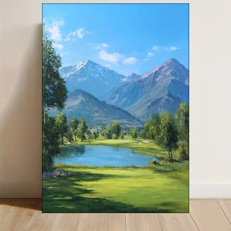 Mountain with Snow-Capped Peaks 60x90cm Metal Print Ready to Hang