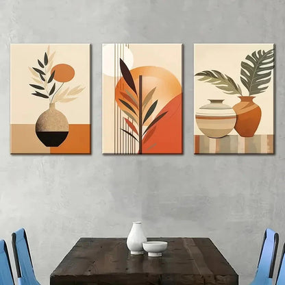 3pcs Abstract Natural Leaves Bohemian Metal Print Ready to Hang Art