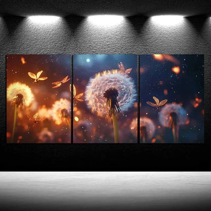 3pcs Painting Set Beautiful Dandelion Metal Print Ready to Hang Art