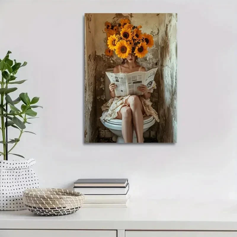 Beautiful Sunflower Theme Contemporary Painting  40x60cm Metal Print Ready to Hang