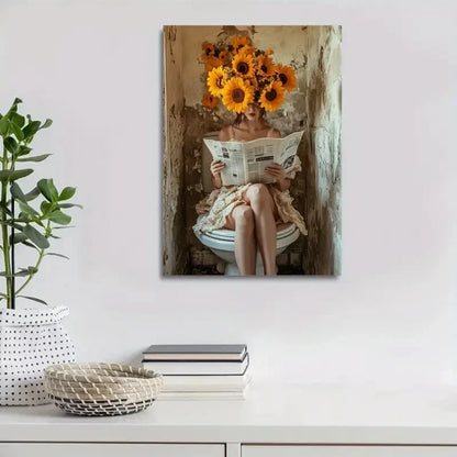 Beautiful Sunflower Theme Contemporary Painting  40x60cm Metal Print Ready to Hang