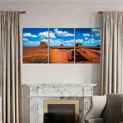 3pcs Yellowstone Park Monument Valley Wall Art Set Canvas Framed 40x60cm - High Quality Print 100% Australian Made Wall Canvas Ready to Hang