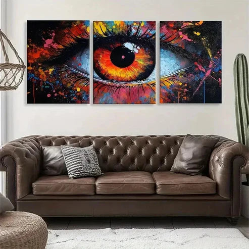 3pcs Vibrant with Paint Splashes and Deep Hues Wall Art Canvas Unframed - High Quality Print 100% Australian Made Wall Canvas