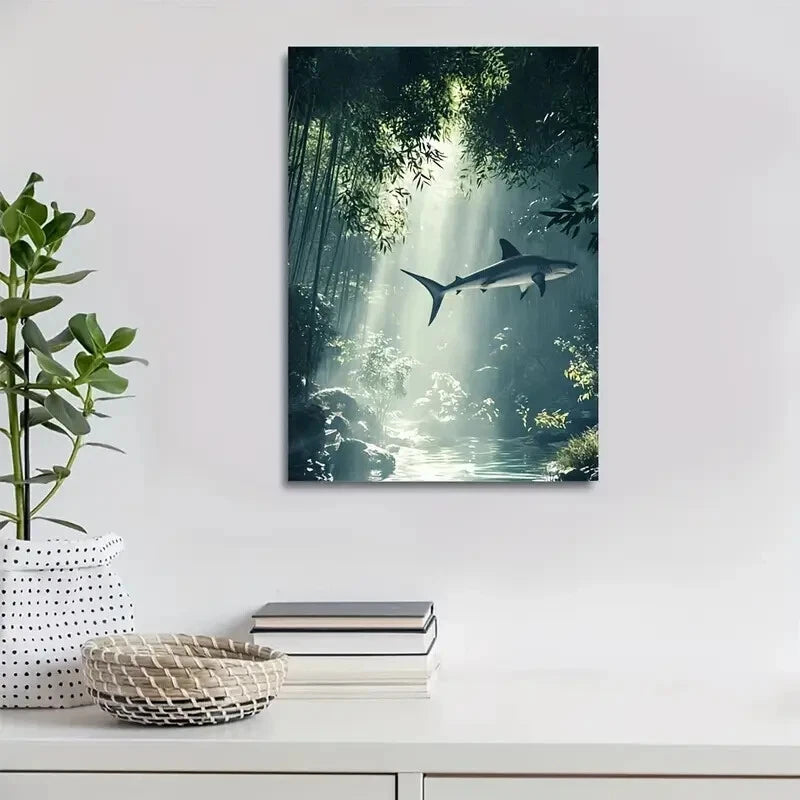Beautiful Steampunk Shark Dance Painting 40x60cm Metal Print Ready to Hang
