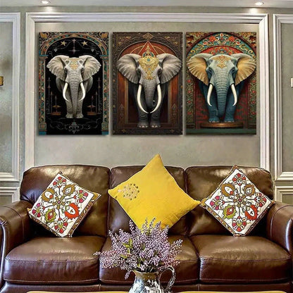 3pcs Cute and Interesting Elephant Metal Print Ready to Hang Art