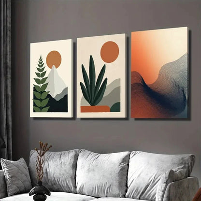 3pcs Modern Minimalist Abstract Plant Wall Art Set Canvas Framed 50x70cm - High Quality Print 100% Australian Made Wall Canvas Ready to Hang