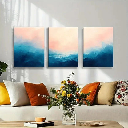 3pcs Oceanic Tones and Pastel Sky Metal Print Ready to Hang Art