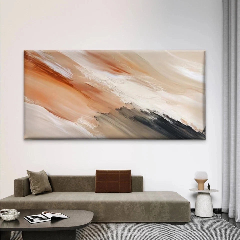 Abstract Earthy Tones Wall Art Canvas Office Home Room Framed 120x60cm