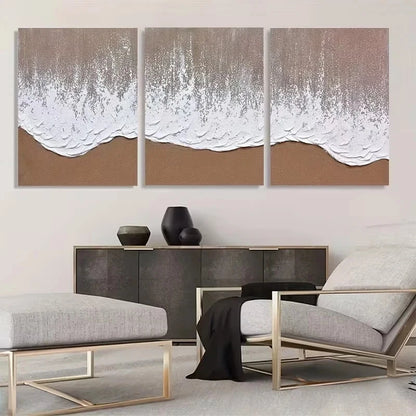 Share 3pcs Black and White Ocean Waves Crashing  Wall Art Set Canvas Framed 60x90cm - High Quality Print 100% Australian Made Wall Canvas Ready to Hang