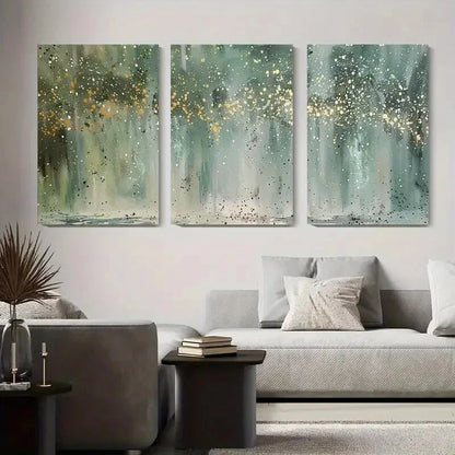 3pcs Golden & Green Forest Abstract Perfect Wall Art Set Canvas Framed 40x60cm - High Quality Print 100% Australian Made Wall Canvas Ready to Hang
