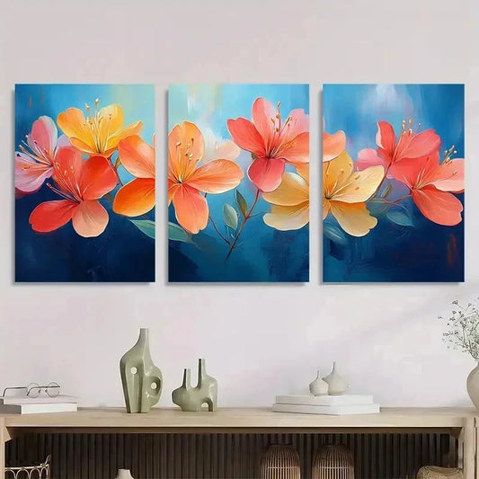 3pcs Colorful Flower Honeysuckle Décor Perfect Wall Art Set Canvas Framed 40x60cm - High Quality Print 100% Australian Made Wall Canvas Ready to Hang