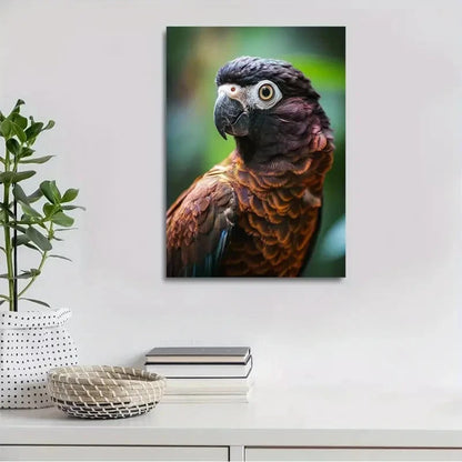 Beautiful Chocolate Brown Parrot Painting 40x60cm Metal Print Ready to Hang