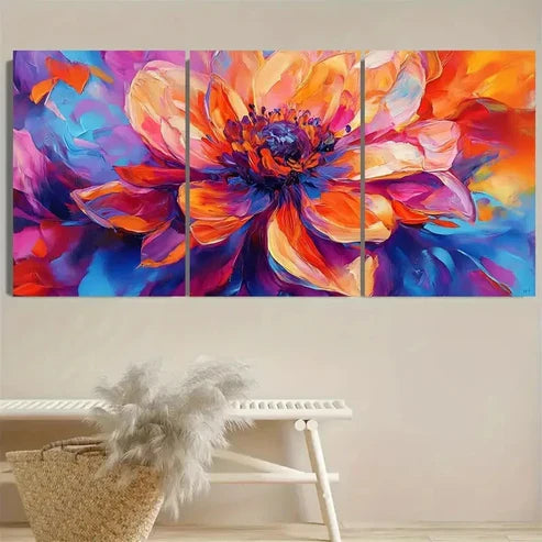 3pcs Colorful Flower , Polyester Wall Art Set Canvas Unframed - High Quality Print 100% Australian Made Wall Canvas