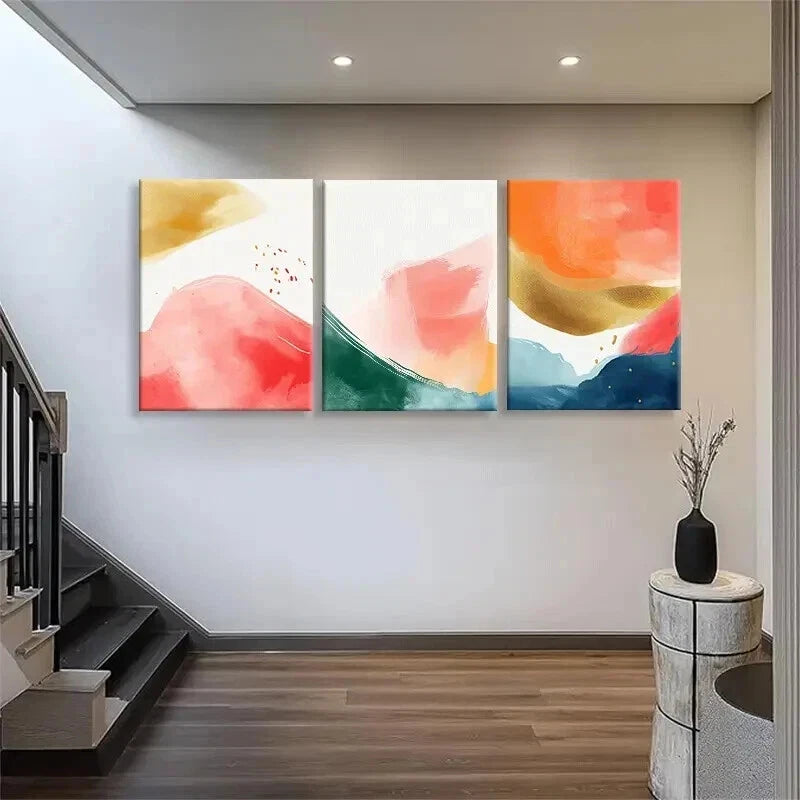 3pcs Vibrant Swirls of Red Brushstroke Perfect Wall Art Set Canvas Framed 40x60cm - High Quality Print 100% Australian Made Wall Canvas Ready to Hang