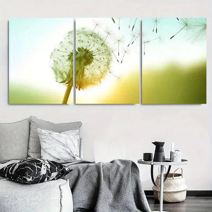 3pcs Sunlit Dandelion Seed Nature Wall Art Set Canvas Framed 40x60cm - High Quality Print 100% Australian Made Wall Canvas Ready to Hang