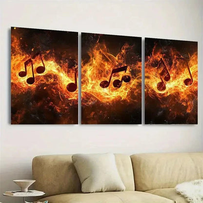 3pcs Music Note Wall Art Set Canvas Unframed - High Quality Print 100% Australian Made Wall Canvas