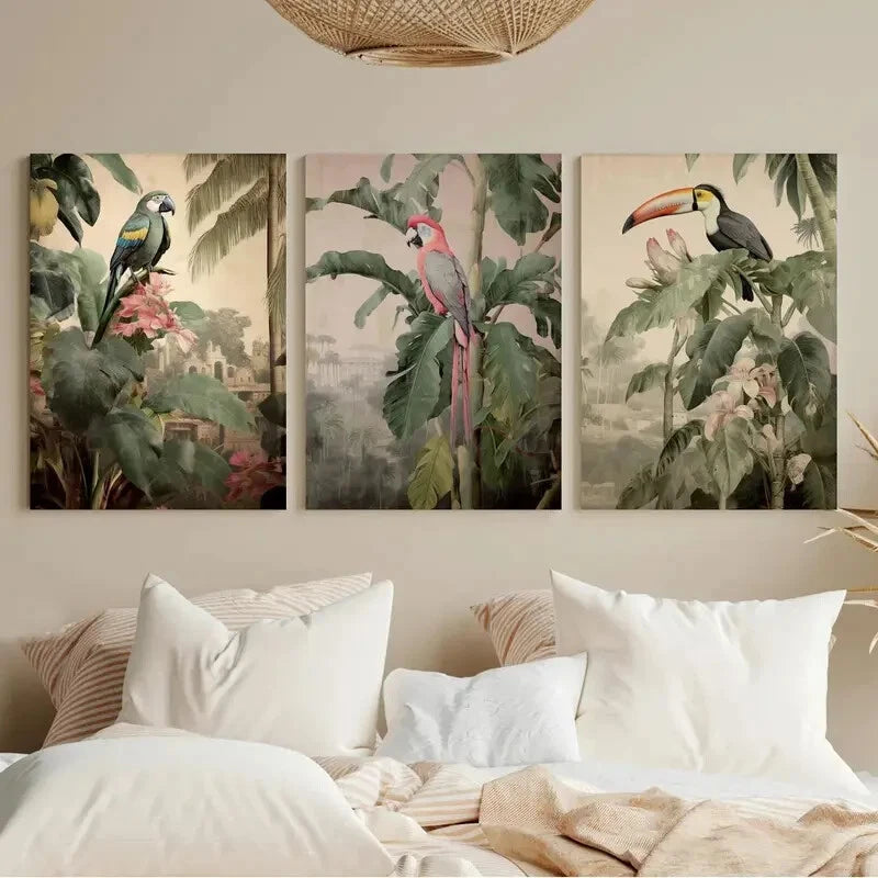 3pcs Bohemian Floral Jungle Aesthetics Metal Print Ready to Hang Art