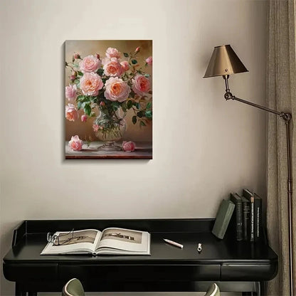 Vibrant Roses Colorful Painting 40x60cm Metal Print Ready to Hang