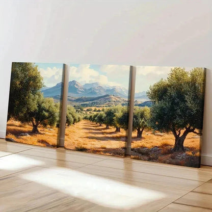 3pcs Nature Landscape Art Olive Grove Trees Wall Art Set Canvas Framed 40x60cm - High Quality Print 100% Australian Made Wall Canvas Ready to Hang