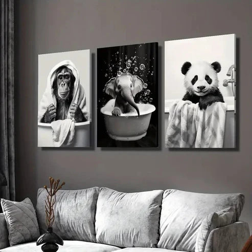 3pcs Artworks Featuring Adorable Cartoon Animal Wall Art Canvas Unframed - High Quality Print 100% Australian Made Wall Canvas