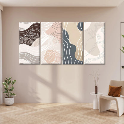 4pcs Neutral Multi Panel Abstract Wall Art Canvas Framed 45x80cm - High Quality Print 100% Australian Made Wall Canvas Ready to Hang