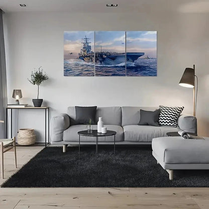 3pcs Ocean Majesty Ship Blue Sky Metal Print Ready to Hang Art