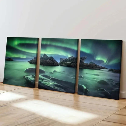 3pcs Aurora Nordic Decoration Painting Wall Art Set Canvas Framed 40x60cm - High Quality Print 100% Australian Made Wall Canvas Ready to Hang
