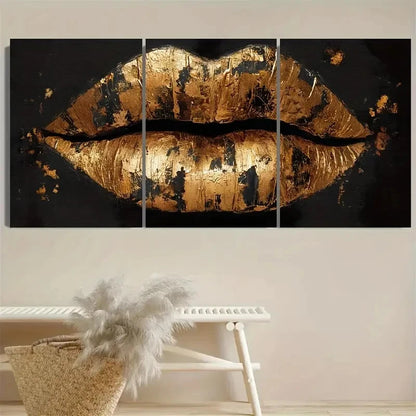 3pcs Luxurious Stylish Golden Black Woman Art Wall Art Set Canvas Framed 50x70cm - High Quality Print 100% Australian Made Wall Canvas Ready to Hang