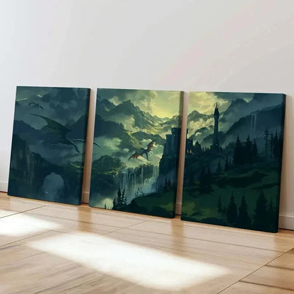 3pcs Magic Castle Forest Scene Decoration Wall Art Set Canvas Framed 40x60cm - High Quality Print 100% Australian Made Wall Canvas Ready to Hang