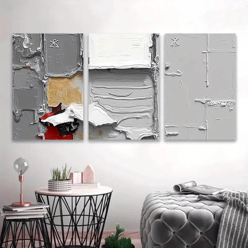 3pcs Abstract Pigment Painting Wall Art Set Canvas Framed 50x70cm - High Quality Print 100% Australian Made Wall Canvas Ready to Hang