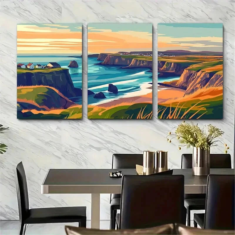 3pcs Northern Ireland Landscape Portstewart Metal Print Ready to Hang Art