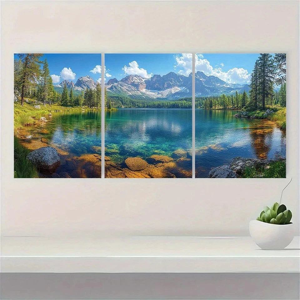 3pcs Mountain Lake Nature Scenery Metal Print Ready to Hang Art