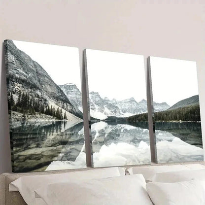 3pcs Moraine Snow Mountain & Lake View Wall Art Set Canvas Framed 40x60cm - High Quality Print 100% Australian Made Wall Canvas Ready to Hang
