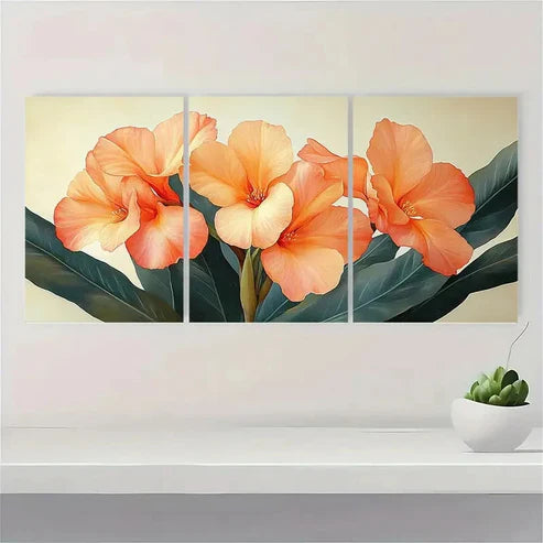 3pcs Canna Flower Print Canna PC Wall Art Set Canvas Unframed - High Quality Print 100% Australian Made Wall Canvas
