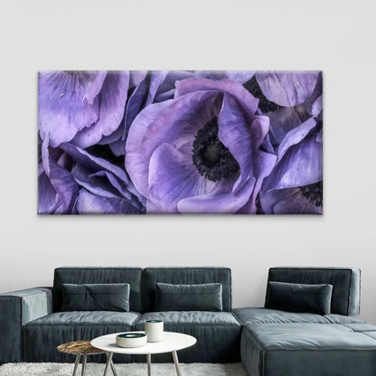 Purple Anemone Flower Wall Art Canvas Office Home Room Framed 120x60cm
