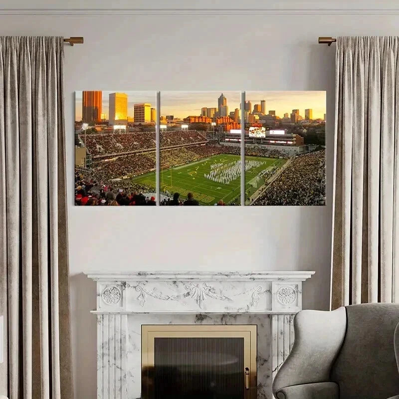 3pcs Rugby Match Football Stadium Scene Wall Art Set Canvas Framed 40x60cm - High Quality Print 100% Australian Made Wall Canvas Ready to Hang