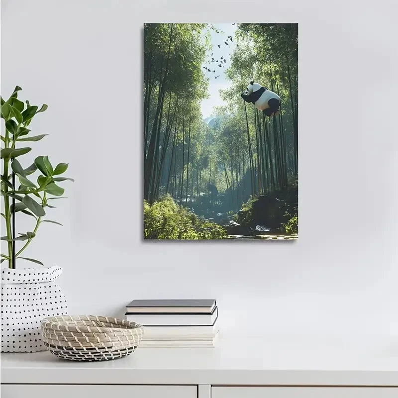 Beautiful Serene Panda in Bamboo Grove 40x60cm Metal Print Ready to Hang