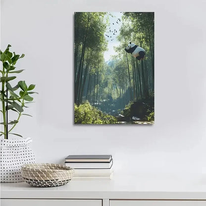 Beautiful Serene Panda in Bamboo Grove 40x60cm Metal Print Ready to Hang
