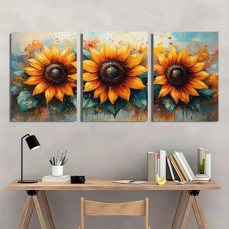 3pcs Vibrant Botanical Floral Design Perfect Wall Art Set Canvas Framed 40x60cm - High Quality Print 100% Australian Made Wall Canvas Ready to Hang
