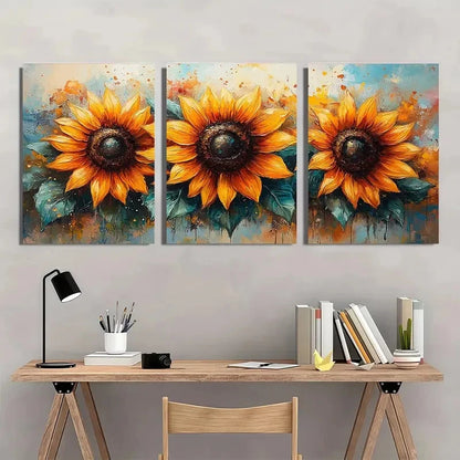 3pcs Vibrant Botanical Floral Design Perfect Wall Art Set Canvas Framed 40x60cm - High Quality Print 100% Australian Made Wall Canvas Ready to Hang