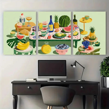 3pcs Abstract Colorful Aesthetic Dinner Perfect Wall Art Set Canvas Framed 40x60cm - High Quality Print 100% Australian Made Wall Canvas Ready to Hang