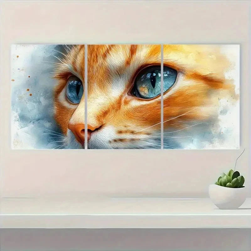 3pcs Orange Kitten In Blue Eyes & Gray Perfect Wall Art Set Canvas Framed 40x60cm - High Quality Print 100% Australian Made Wall Canvas Ready to Hang