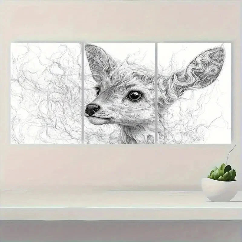 3pcs Cute Cat Line Drawing Whimsical Metal Print Ready to Hang Art