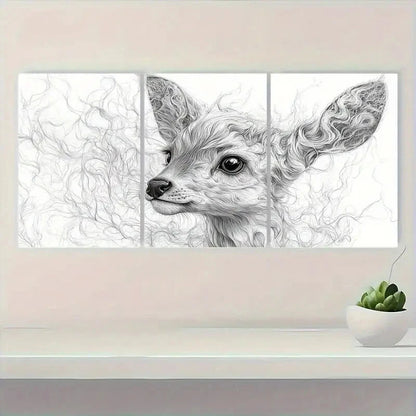 3pcs Cute Cat Line Drawing Whimsical Metal Print Ready to Hang Art