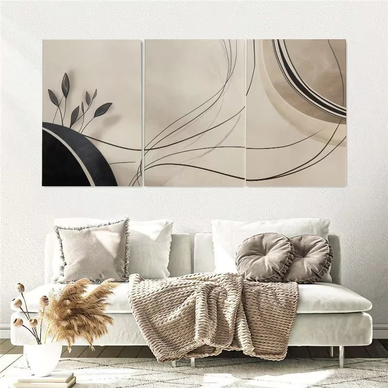 3pcs Abstract Line Color Painting Wall Art Set Canvas Framed 50x70cm - High Quality Print 100% Australian Made Wall Canvas Ready to Hang