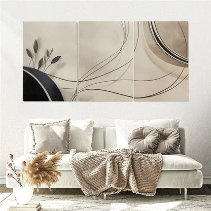 3pcs Abstract Line Color Painting Wall Art Set Canvas Framed 50x70cm - High Quality Print 100% Australian Made Wall Canvas Ready to Hang