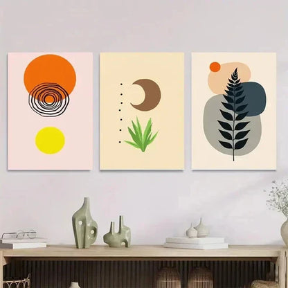 3pcs Boho Style Modern Abstract Yellow Wall Art Set Canvas Unframed - High Quality Print 100% Australian Made Wall Canvas
