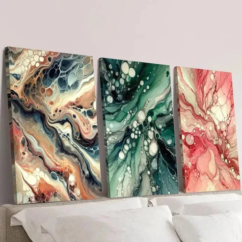 3pcs Abstract Marble Shaped Multi Color Wall Art Canvas Unframed - High Quality Print 100% Australian Made Wall Canvas