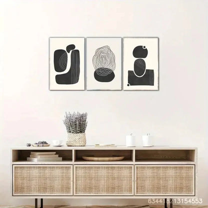 3pcs Geometric and Line Decoration Poster Metal Print Ready to Hang Art