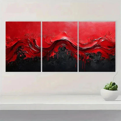 3pcs Extra Red and Black Abstract Wall Art Canvas Unframed - High Quality Print 100% Australian Made Wall Canvas